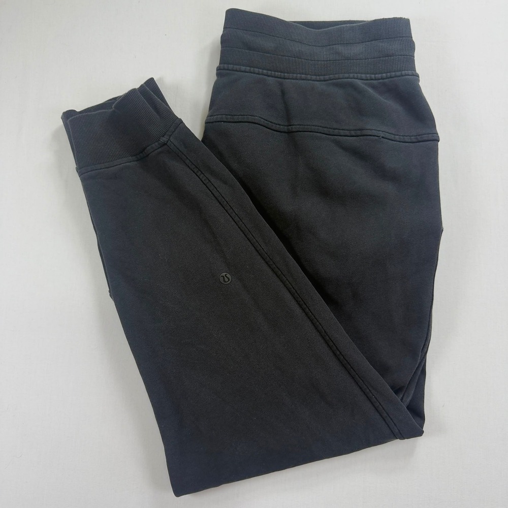 Lululemon City Sweat Joggers French Terry Drawstring Black Womens Size 12